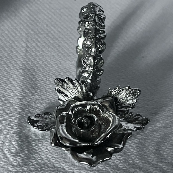 Princess House 4 Silver Plated Rose Napkin Rings & Name Cards Holders Circa 70's - Picture 7 of 8